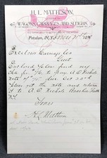 Antique Letterhead Ephemera H.L. Matteson Carriages Potsdam NY 1898 Letter picture