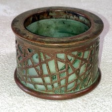 Rare, Antique Tiffany Studios New York Bronze Green Favrile Art Glass Round #981 picture