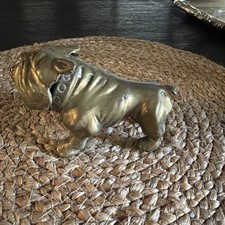 Vintage Solid Brass 1978 English Bulldog Figurine Paperweight - Heavy Over 1 LB picture