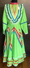 Traditional Mexican Folklorico Green Ribbon Dance Dress Jalisco Zipper Girls 16 picture