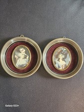 2xAntique Lady Sheffield & Duchess Elizabeth TWO Cameo Creation Portrait Art EUC picture