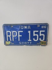 Vintage 1986 Scott Iowa License Plate RPF 155 picture