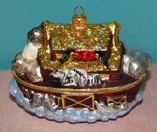 Huras Family Noah's Ark Blown Glass Christmas Ornament picture