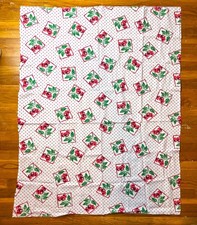 Wow 1930s Vintage Cherry Full Open Feedsack Fabric Flour Bag Farm House 46”x37” picture