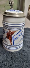 Rare  Hand Painted  Faust Porcelain  Beer Stein  with  Lithopane  couple kissing picture