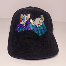 Animaniacs Pinky & The Brain 1993 Black Adjustable Cotton Vintage Snapback Cap  picture