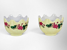 Vintage Pair Scalloped Porcelain Open Salt Cellars Bird Floral China picture