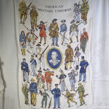 Vintage 1970s American Military Uniforms Irish Linen Wall Hanging Washington picture