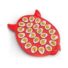Pund'it BeDeviled Egg Plate, 24 Cup Deviled Platter 24 Capacity, Red picture