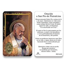 Oracion al Padre Pio - Spanish Plastic stock Holy Card RCC 23S picture