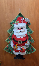 Vintage Santa's Tree Sequin Wall Hanging by Bucilla Kit #3399 Completed picture