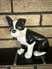 Vintage Boston Terrier French Bulldog Cast Iron Doorstop Dog MCM 7 Inches picture