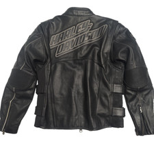 Vtg RARE Harley Davidson Leather Jacket - Mile Marker HD-MC 3000cc - Men Size L picture
