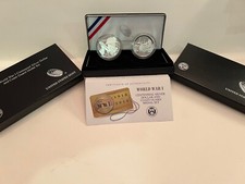 2018 P WW 1 CENTENNIAL PROOF SILVER DOLLAR AND COAST GUARD MEDAL SET+OGP+COA. picture
