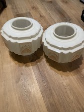 Vintage Art Deco Milk Glass Sky Scraper Light Shade set of 2 picture