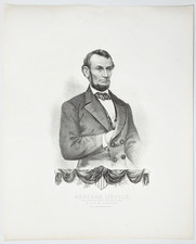 c.1865 Abraham Lincoln Portrait Lithograph by Chr. Kimmel & Forster **ANTIQUE picture