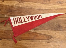Vintage Hollywood California Felt Pennant Red White Sewn Felt Letters picture
