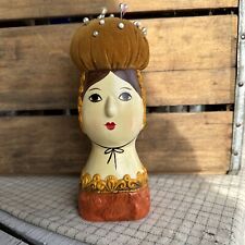 Mid-century vintage Gemma Taccogna style paper mache doll head Hat pin cushion picture