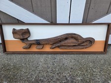 Vintage Mid Century Modern 1960s Witco Wood Cat Wall Art picture