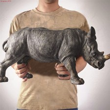 Simulation Rhinoceros Resin Statue Model Animal Sculpture Collection Ornament picture
