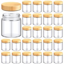 Norme 24 Pcs Glass Cosmetic Jars Empty,8 oz,Natural Wood / picture