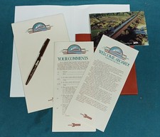 AMTRAK First Class Vintaga collectable Stationary packet. w/ Post card & pen picture