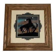 Framed Navajo Sand Painting Art 8.5