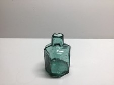 Antique Rich Aqua 8 Sided Burst Top Inkwell. picture