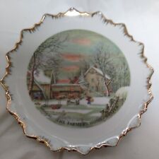 Currier and Ives Decorative Plate With Gold Trim The Farmers Home-Winter  picture