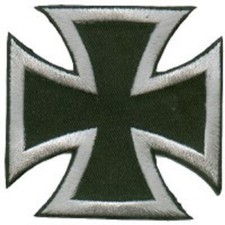 MALTESE IRON CROSS SILVER ON BLACK EMBROIDERED IRON ON PATCH**FREE SHIPPING** picture
