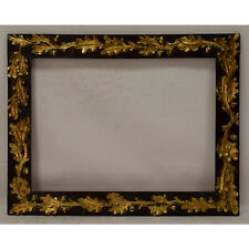 Ca 1900 Old wooden frame decorative with metal leaf Internal: 22,4x16,3 in picture