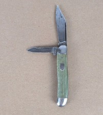 Vintage Imperial USA 2-Blade Folding Pocket Knife Green Striped Handle picture