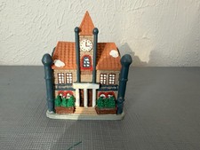 Vintage Lovely Resin Modern Solid Village Hall Building Christmas Figurine picture