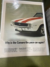 1969 Camaro SS 396 Convertible Pace Car Magazine Ad Two Pages picture