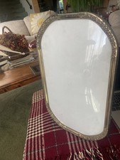 Antq Oval Metal Picture Photo Portrait 10x16 “Frame Convex Glass Domed Bubble picture