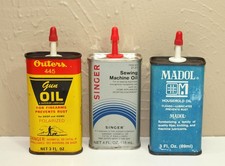 Vintage Lot of 3 Oil Can Tins * OUTERS Singer MADOL * Handy Oilers picture