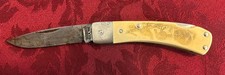 Vintage Schrade USA 50T Turkey Scrimshaw Pocket Knife picture