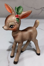 Vtg MCM Josef Originals Christmas Figure Reindeer Deer Young Buck Holly Japan 5