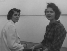 1950s Two Women Friends Lakeside Portrait Water Shore Candid Scenic View picture