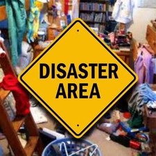 Disaster Area Sign - Highway Style Placard - Fun Dorm Room Gag Gift - Cave Decor picture