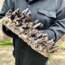 6.1LB rare natural beautiful black quartz crystal cluster mineral sample - picture