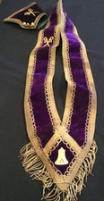 MASONIC Grand Lodge Officers Velvet Sash & Cuff, Gold Embroidery, Freemasonary picture