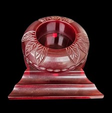 Antique Carved Bakelite Cherry Amber Catalin Faturan Art Deco Desk Set picture