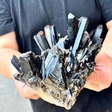 4.47LB Natural Beautiful Black Quartz Crystal Cluster Mineral Specimen Rare picture