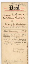1902 Quit-Claim Deed Annie E. Barker to Mary E. Schley Cumberland Co New Jersey picture