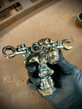 Grease Monkey Mechanic Hood Ornament Hot Rod Rat Rod Solid Pewter Custom picture