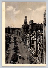 Vintage Shanghai Bund Clock Tower Street Scene Postcard c. 1920s picture