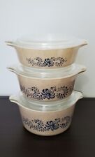 Pyrex Homestead Brown Nesting 3pc Casserole Baking Dish Set With Lids  picture