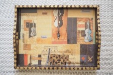 Vintage 1999 Tray Chic Cynthia Carey Decoupage Music Theme Décor Tray w/Handles picture