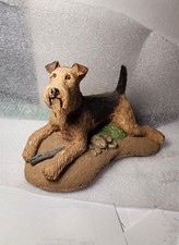 Vintage 1984Earl Sherwan Charmstone Airedale Terrier Dog Figurine Marv-Art picture